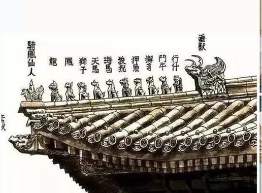 Illustrated architectural ridge beasts reference