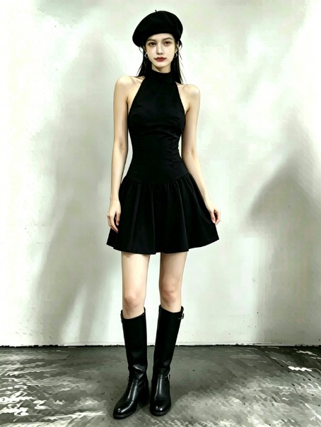 Black short dress lookbook concept