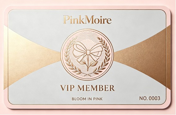 PinkMoire VIP member card concept with bow emblem
