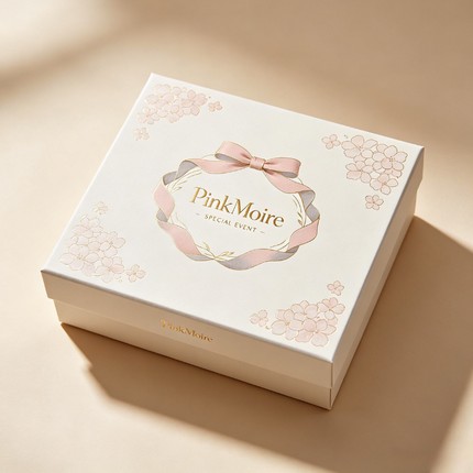 PinkMoire floral gift box and ribbon packaging concept