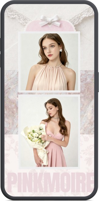 PinkMoire fashion promotion concept in a phone frame